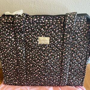 Poppy & Peonies Rare Limited On the Go Tote Black Floral Quilted Bag Luggage